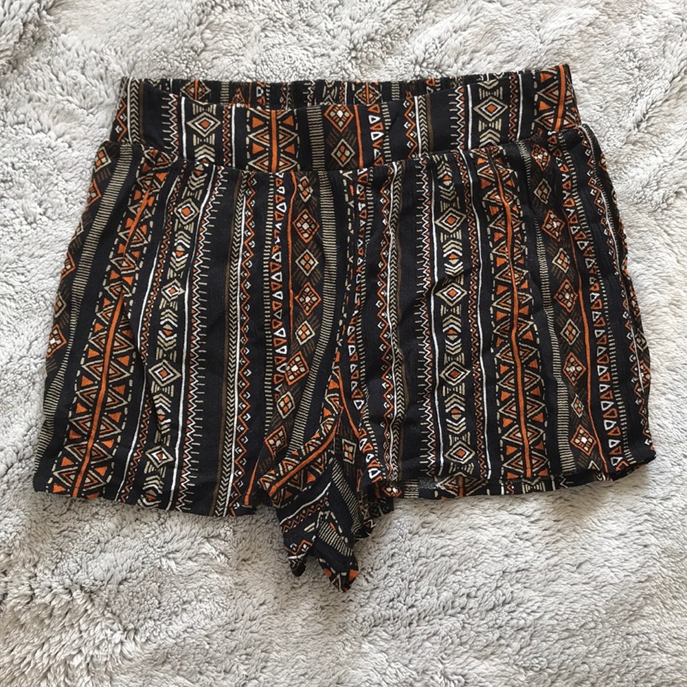 F21 Black/Orange Tribal Shorts